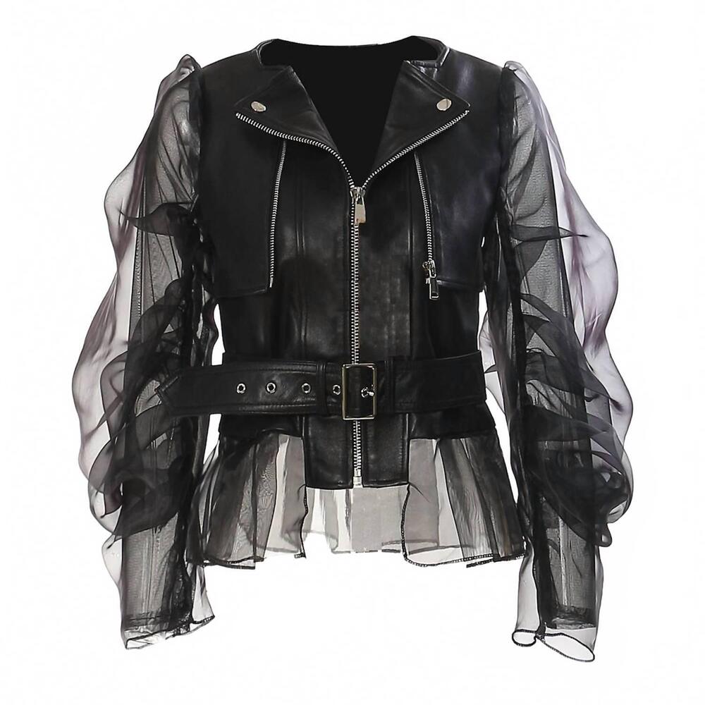 NEW PRODUCTSEEKER women's biker jacket with mesh panels in black